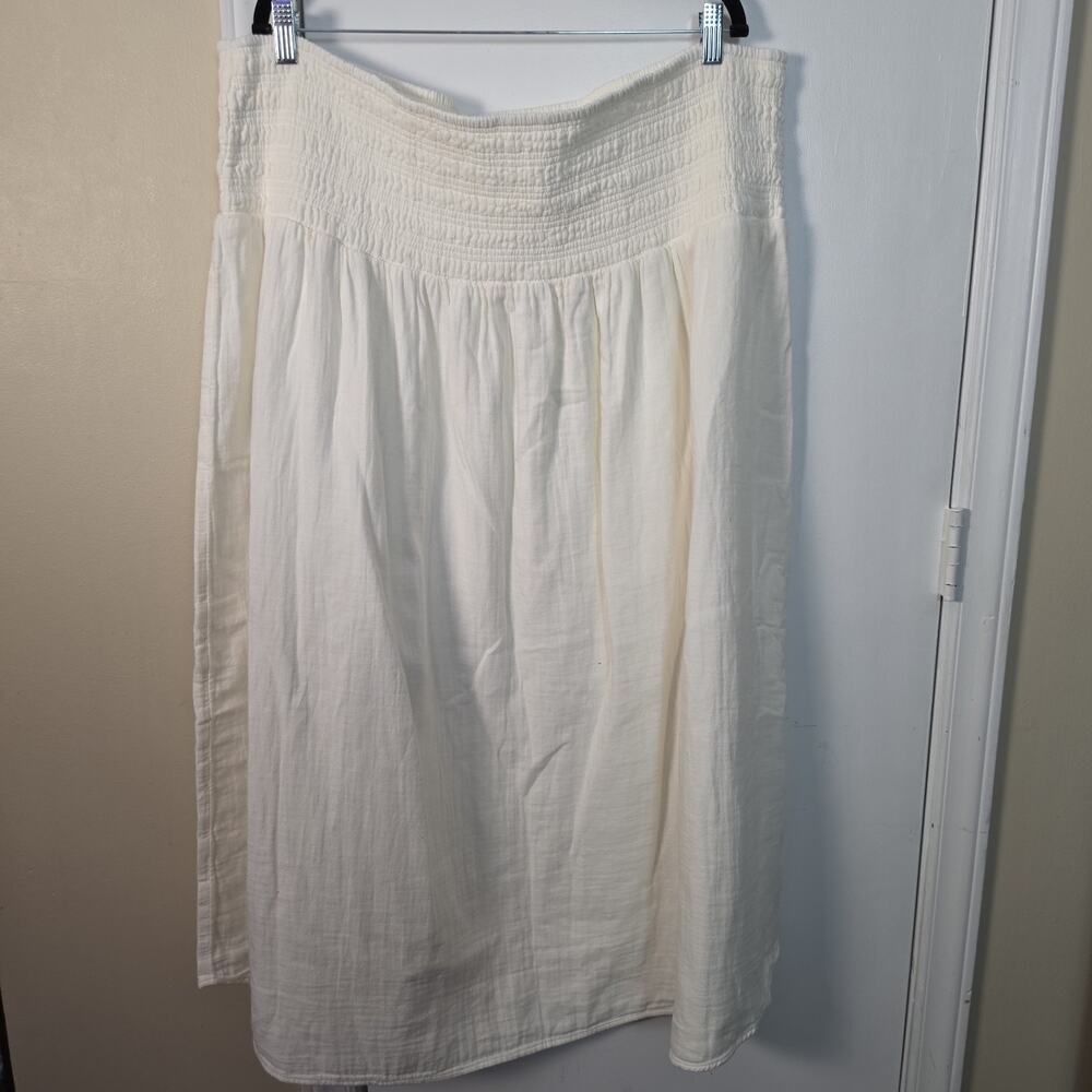 NEW Old Navy White Crinkle Gauze Smocked Waist Pull-On Maxi Beach Skirt XXL